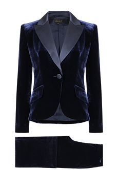 Бархатный костюм с приталенным пиджаком LUISA SPAGNOLI