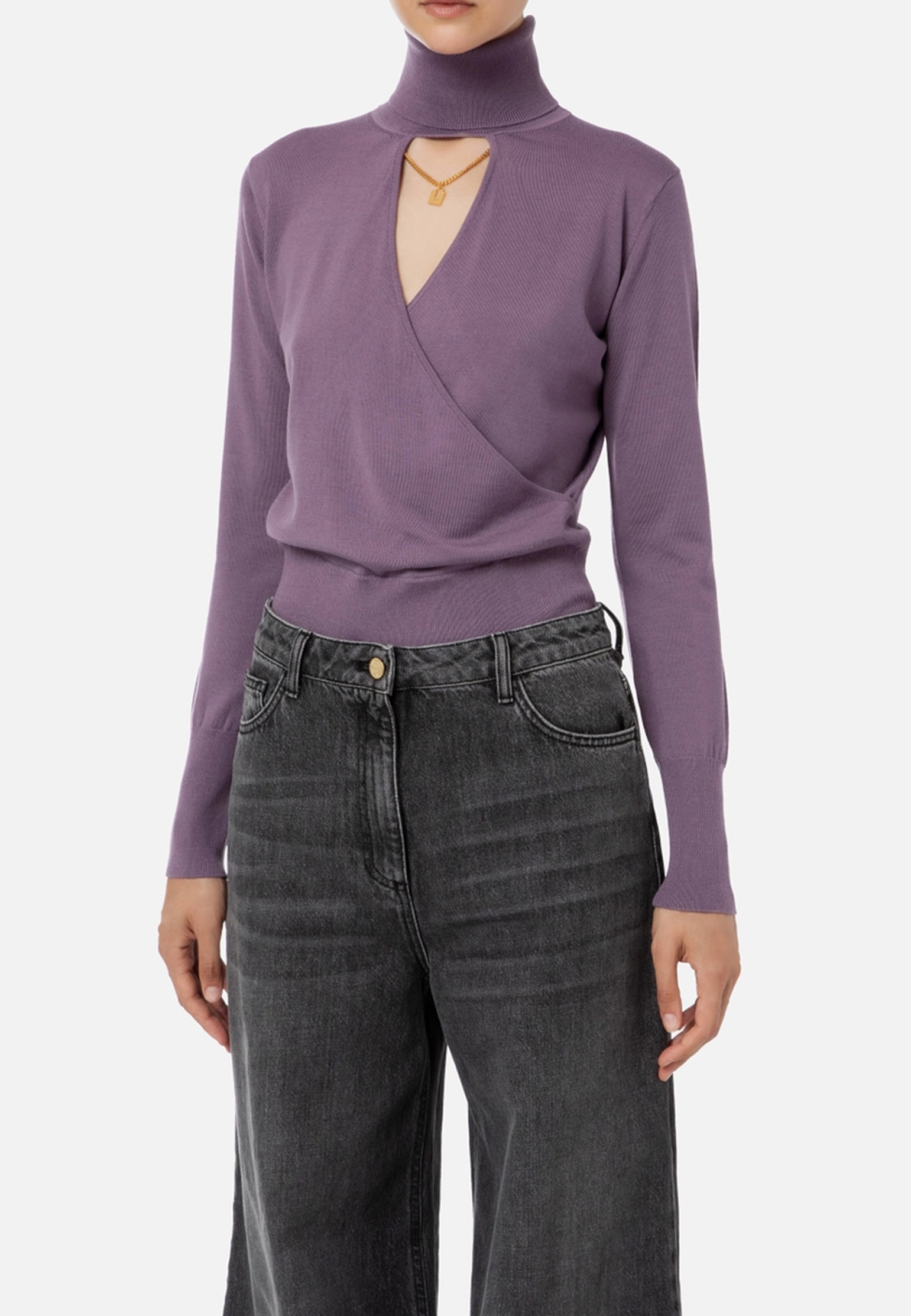 Пуловер ELISABETTA FRANCHI Фиолетовый, размер 46