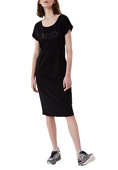 Черное платье миди с логотипом LIU JO