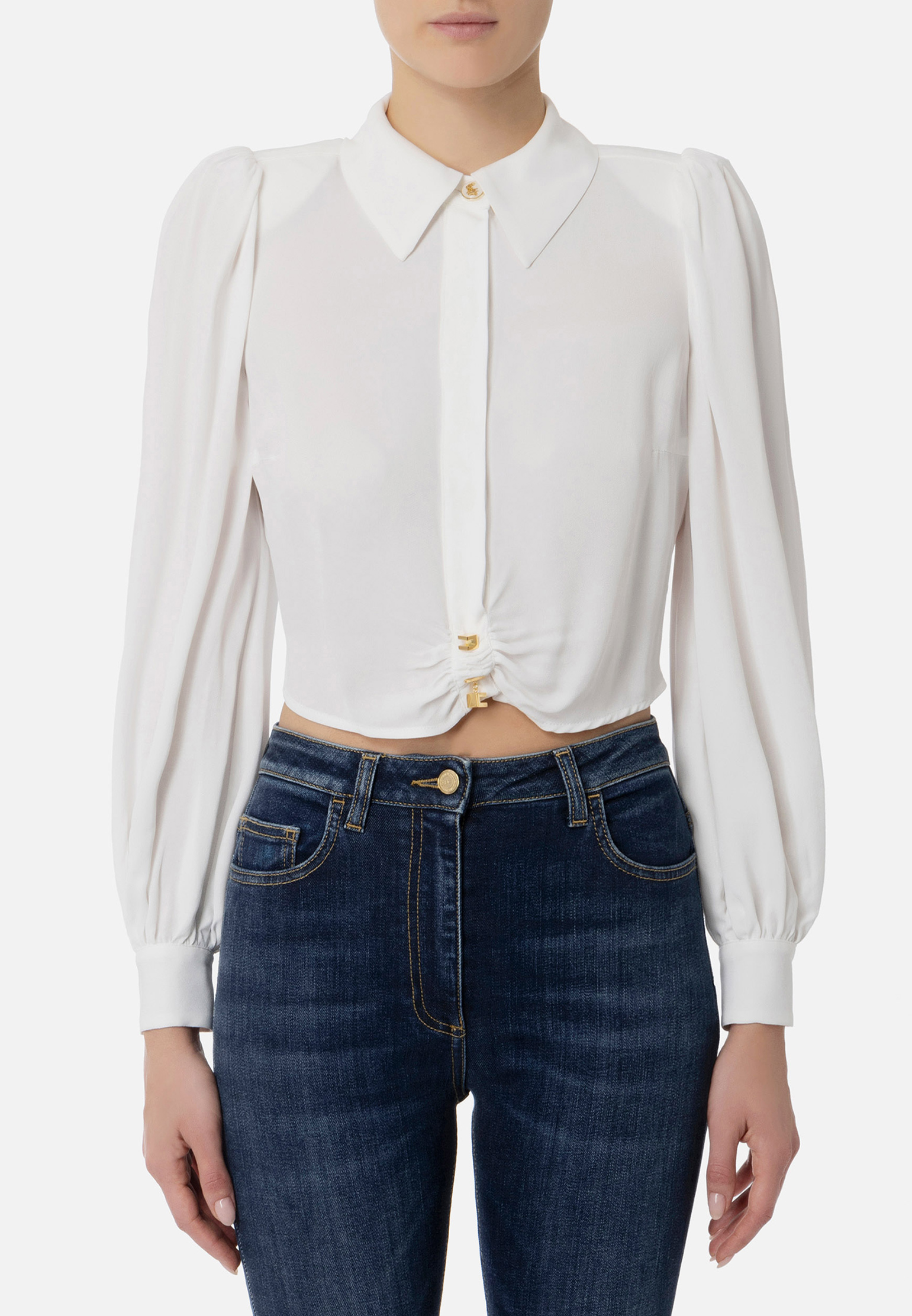Блуза ELISABETTA FRANCHI Белый, размер 38