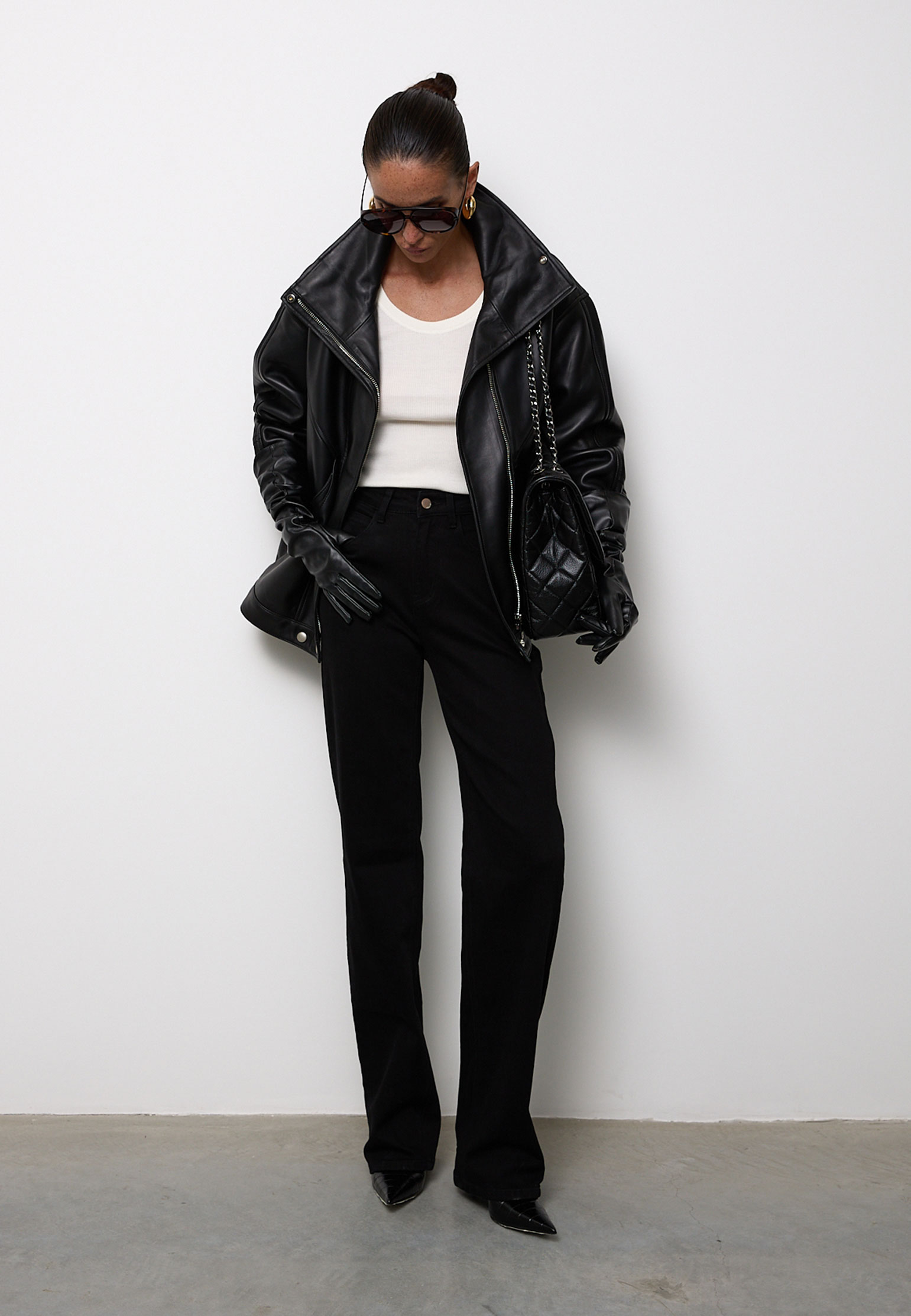 

Прямые черные джинсы THE REAL BASE, Черный, Черный