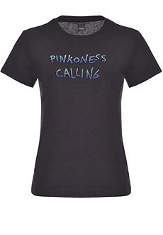Черная футболка с вышивкой PINKO