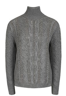 Серый свитер с высоким воротником и кристаллами ERMANNO FIRENZE