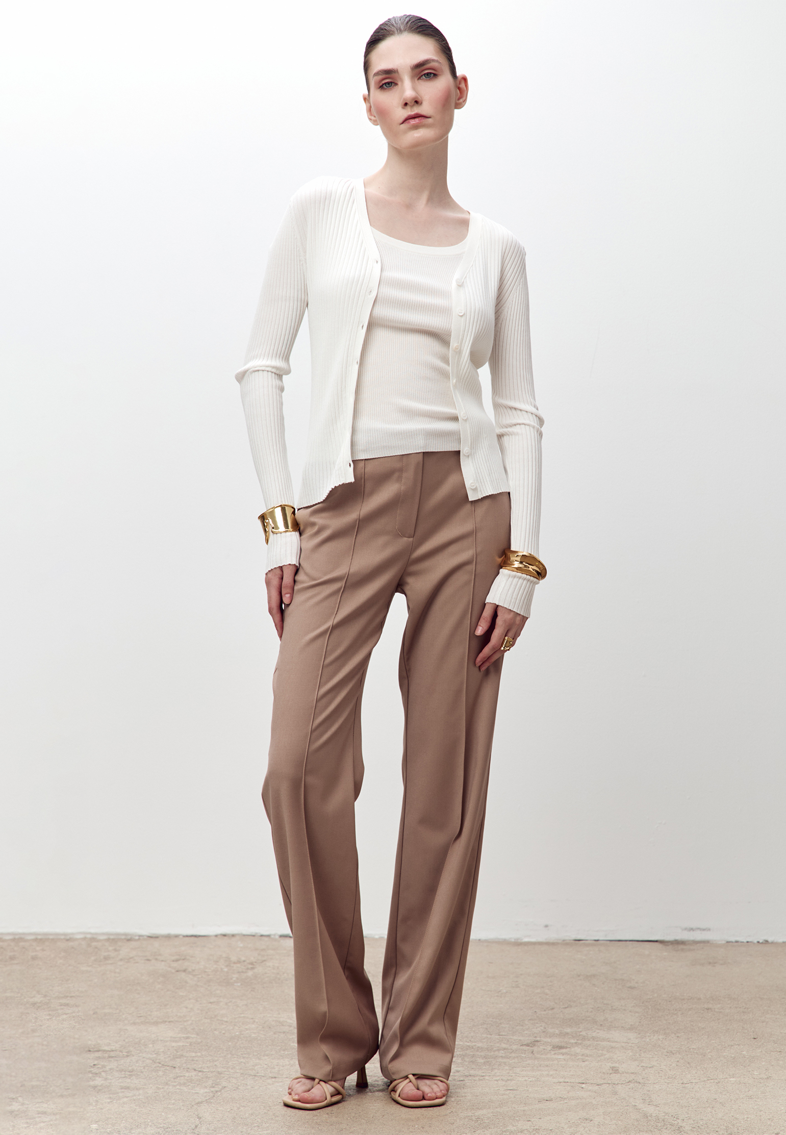 

Кардиган из плотного трикотажа в рубчик AZUR, Белый, Белый