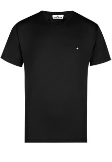 Черная футболка с вышитой эмблемой STONE ISLAND