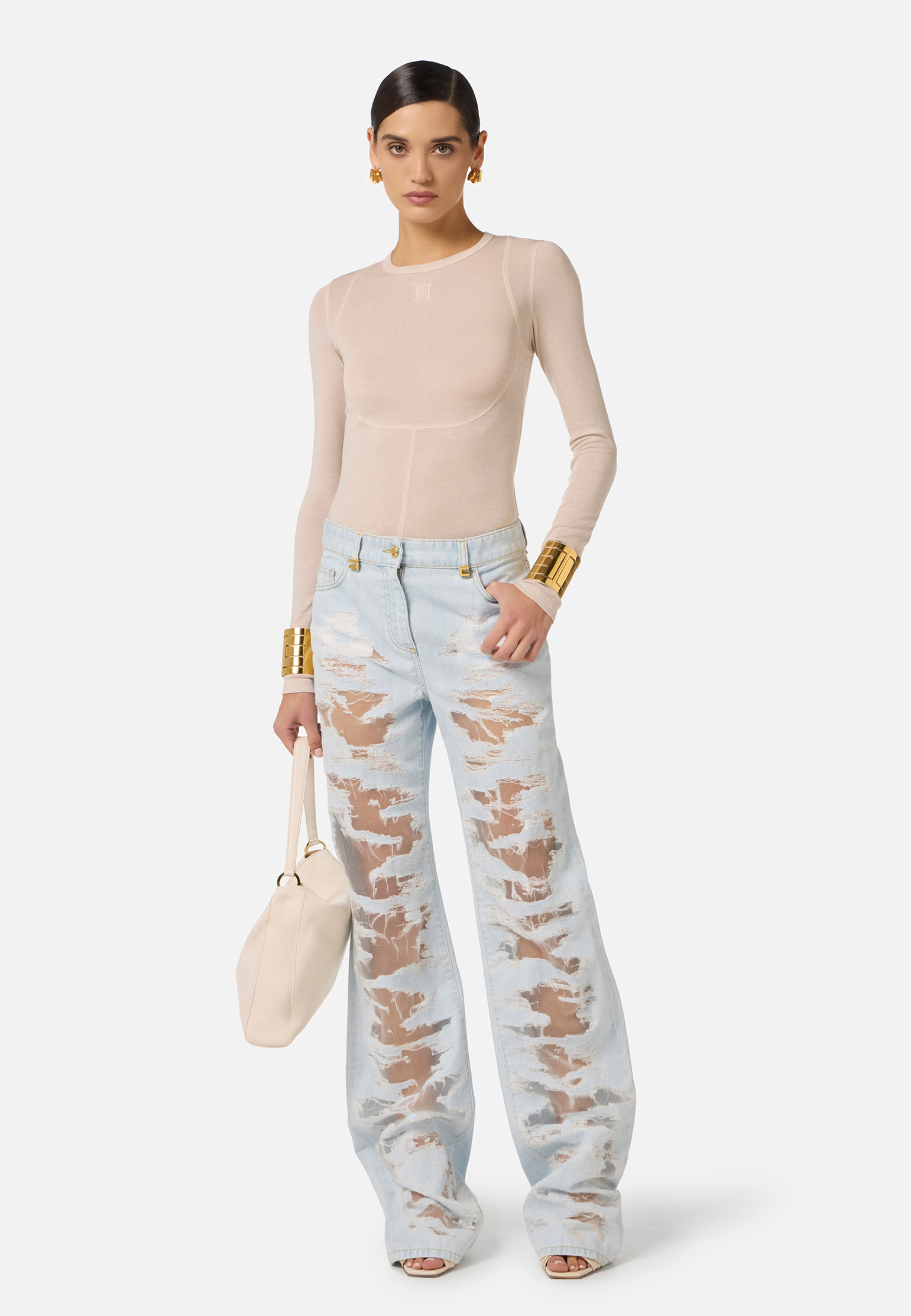 

Лонгслив ELISABETTA FRANCHI, Бежевый, Бежевый