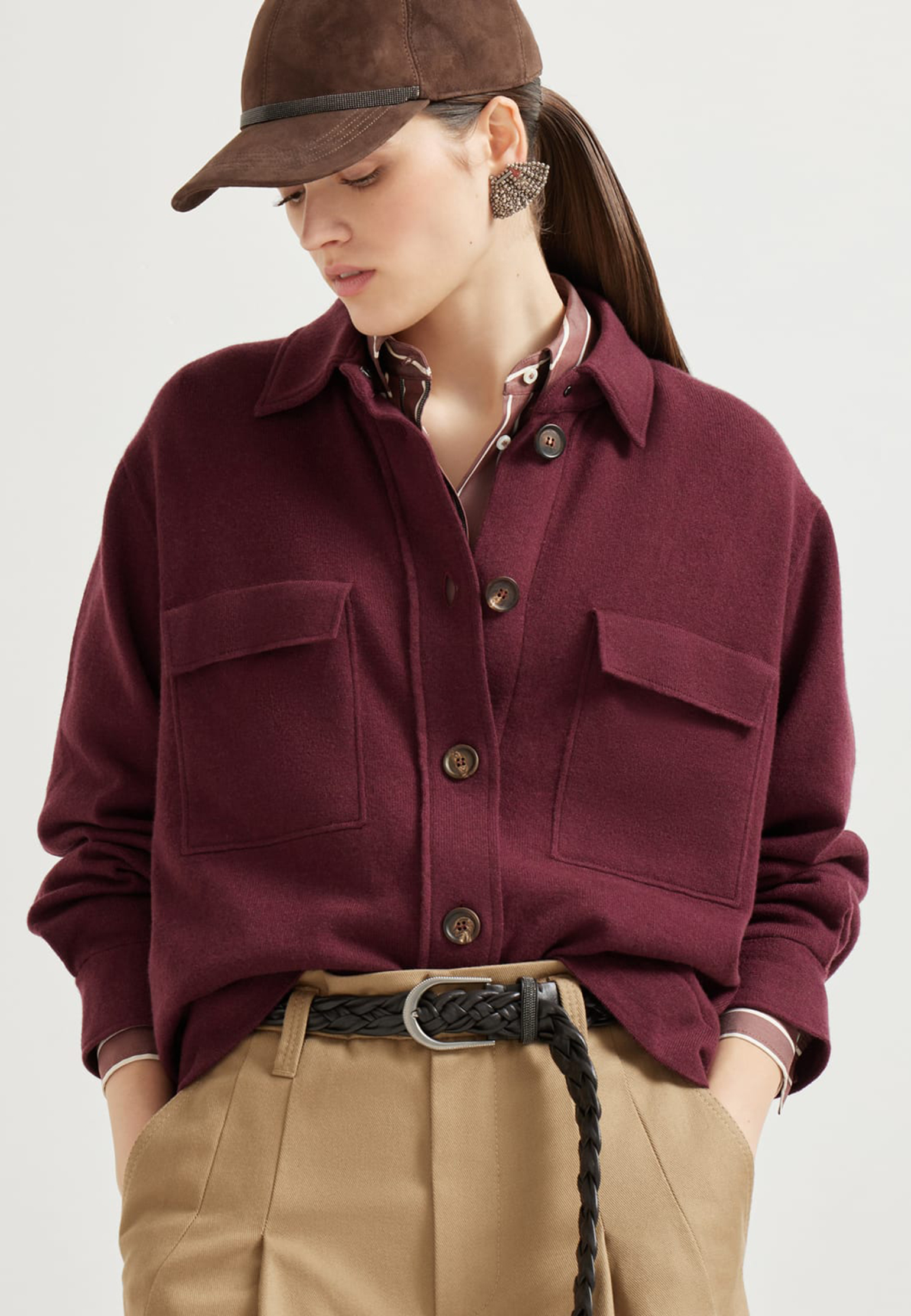 

Кардиган BRUNELLO CUCINELLI, Бордовый, Бордовый