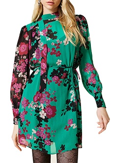 Платье из креп-шифона с цветочным принтом TWINSET Milano