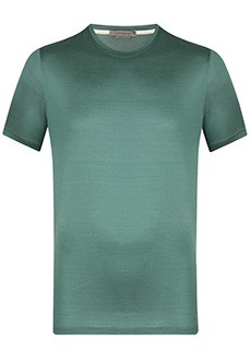 Зеленая футболка из хлопка с вышивкой CORNELIANI