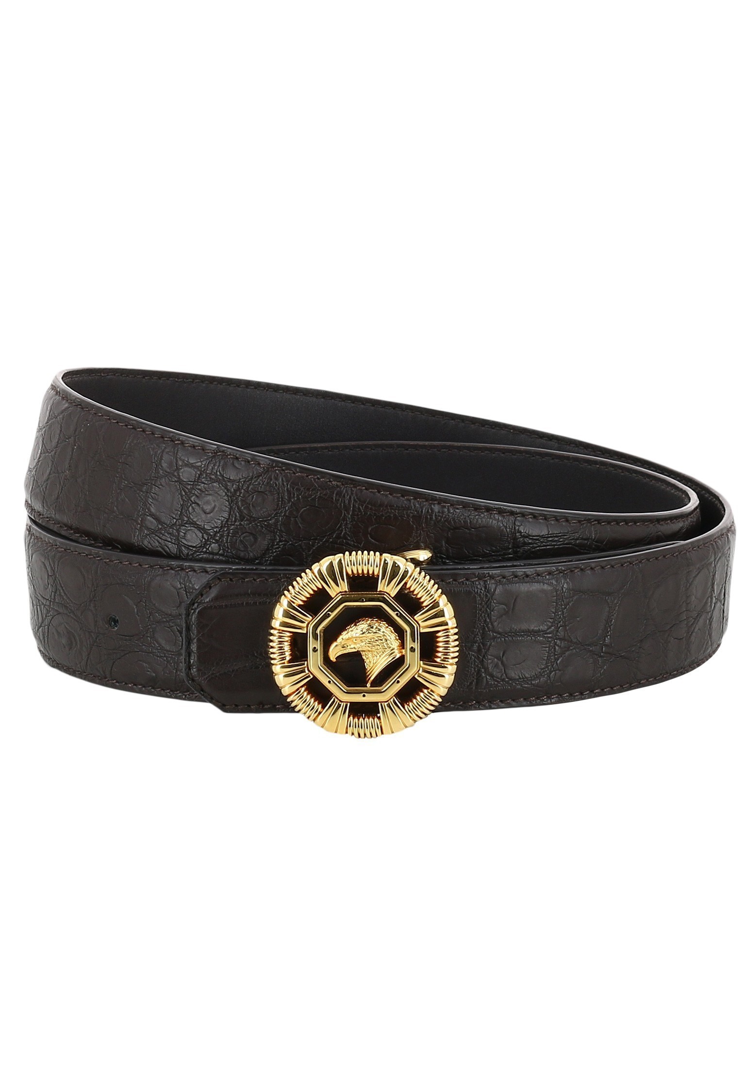 

Ремень из кожи крокодила STEFANO RICCI, Коричневый, Коричневый