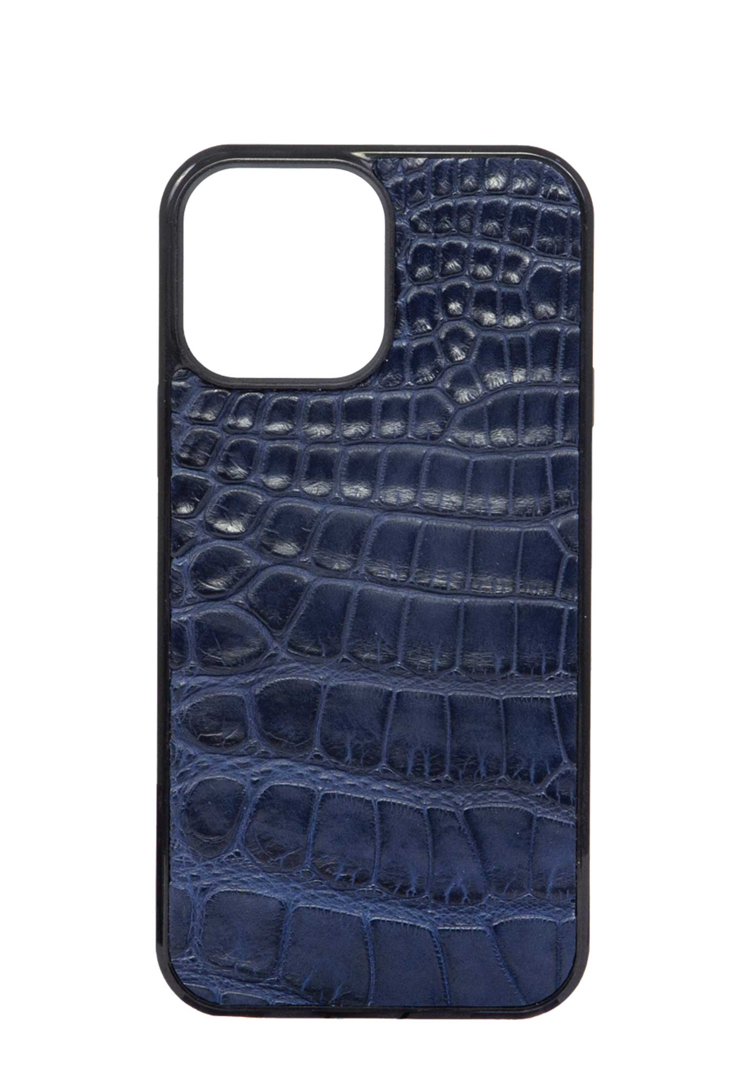 Чехол для iPhone 13 Pro МАХ из кожи крокодила BARDINI Синий
