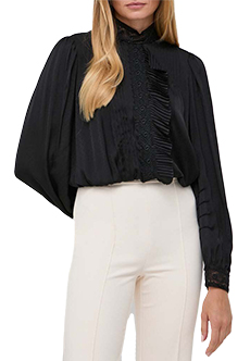 Жаккардовая блуза с кружевом и рюшами TWINSET Milano