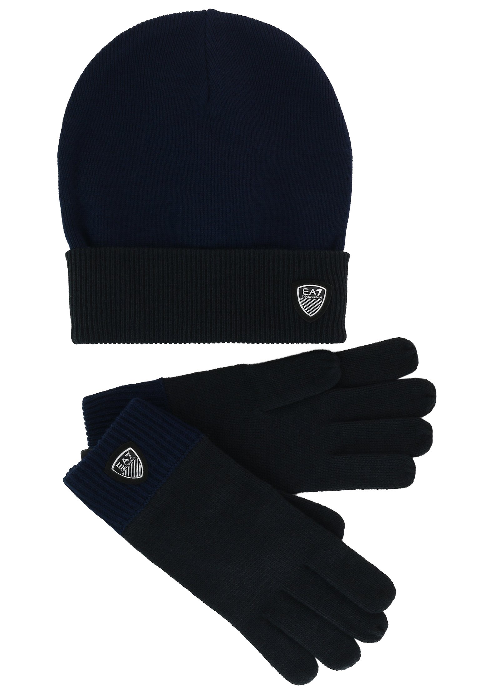 Комплект перчатки шапка EA7 синего цвета
