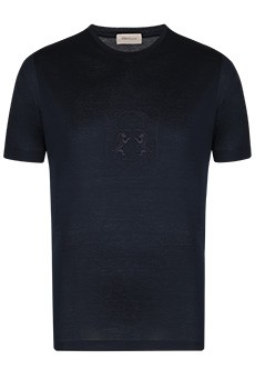 Темно-синяя футболка с принтом логотипа CORNELIANI