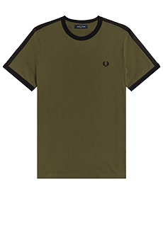 Хлопковая футболка с логотипированной лентой  FRED PERRY