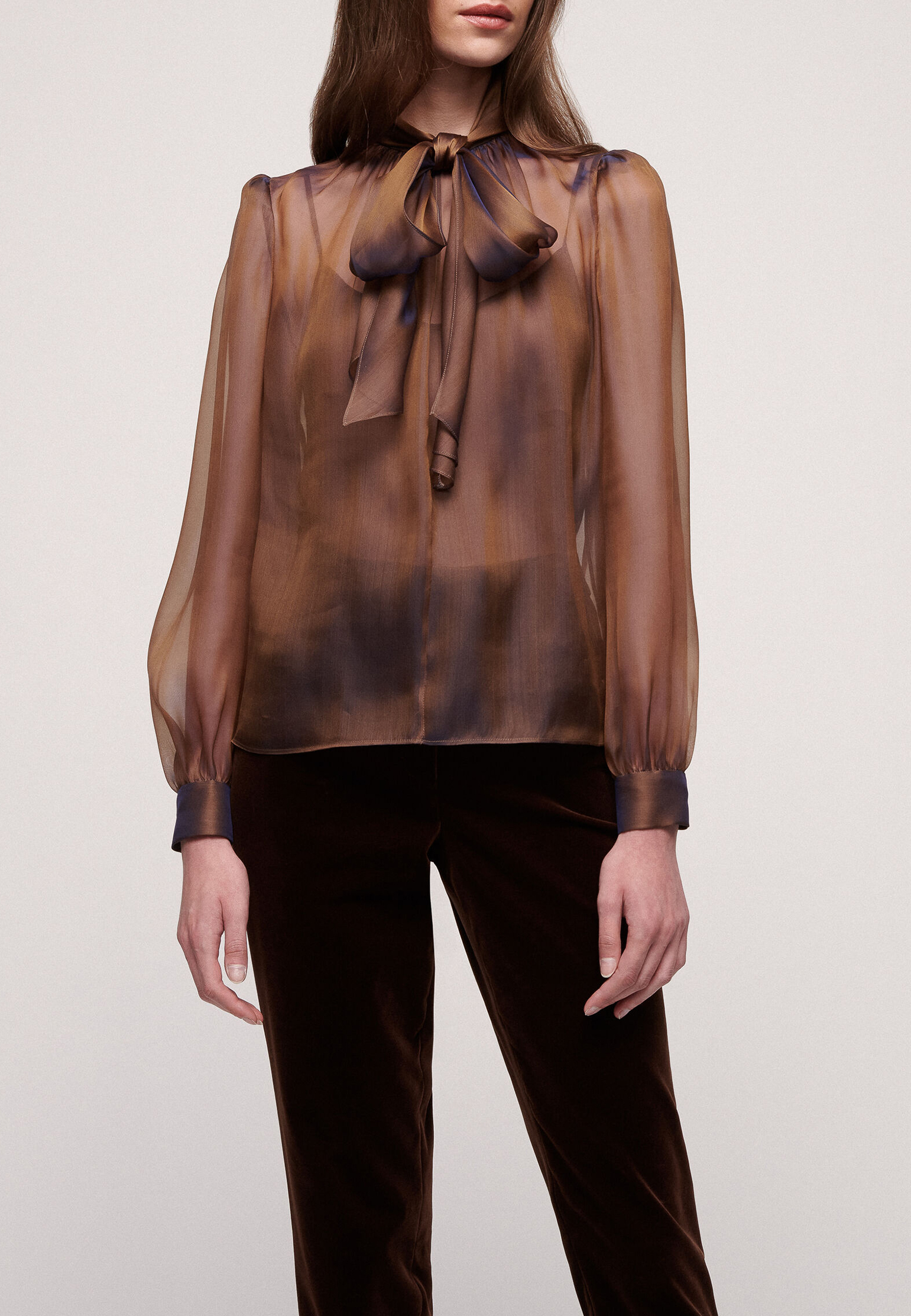 Блуза LUISA SPAGNOLI Коричневый, размер L 166043 - фото 1