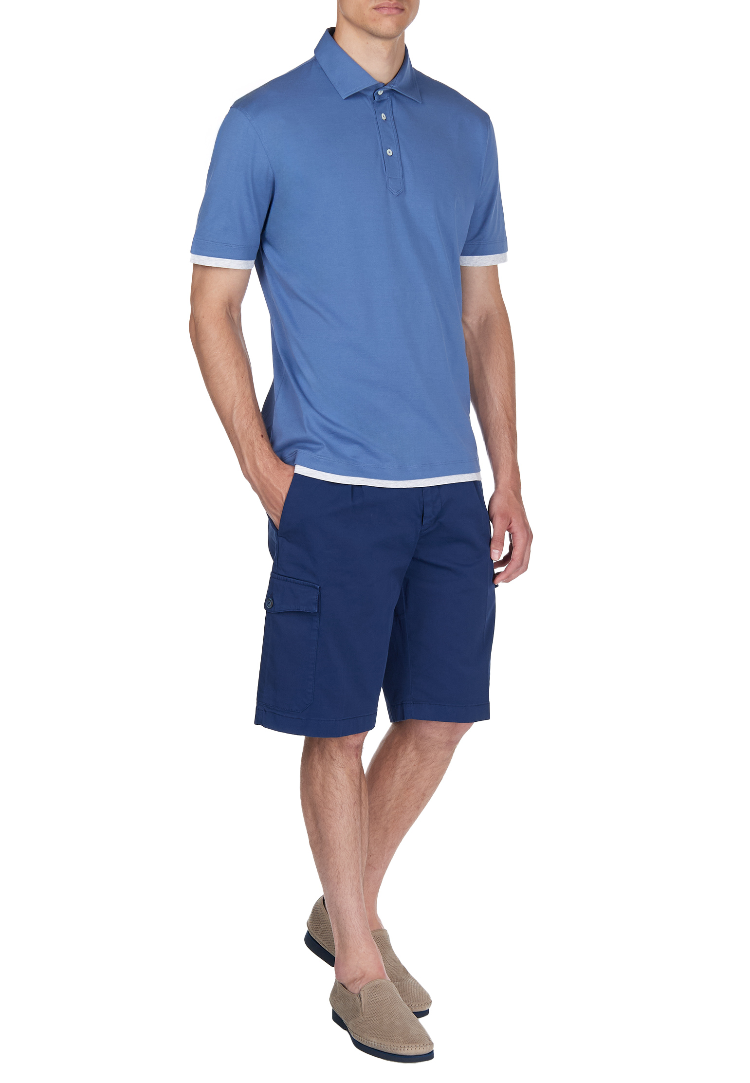 

Поло BRUNELLO CUCINELLI, Голубой, Голубой