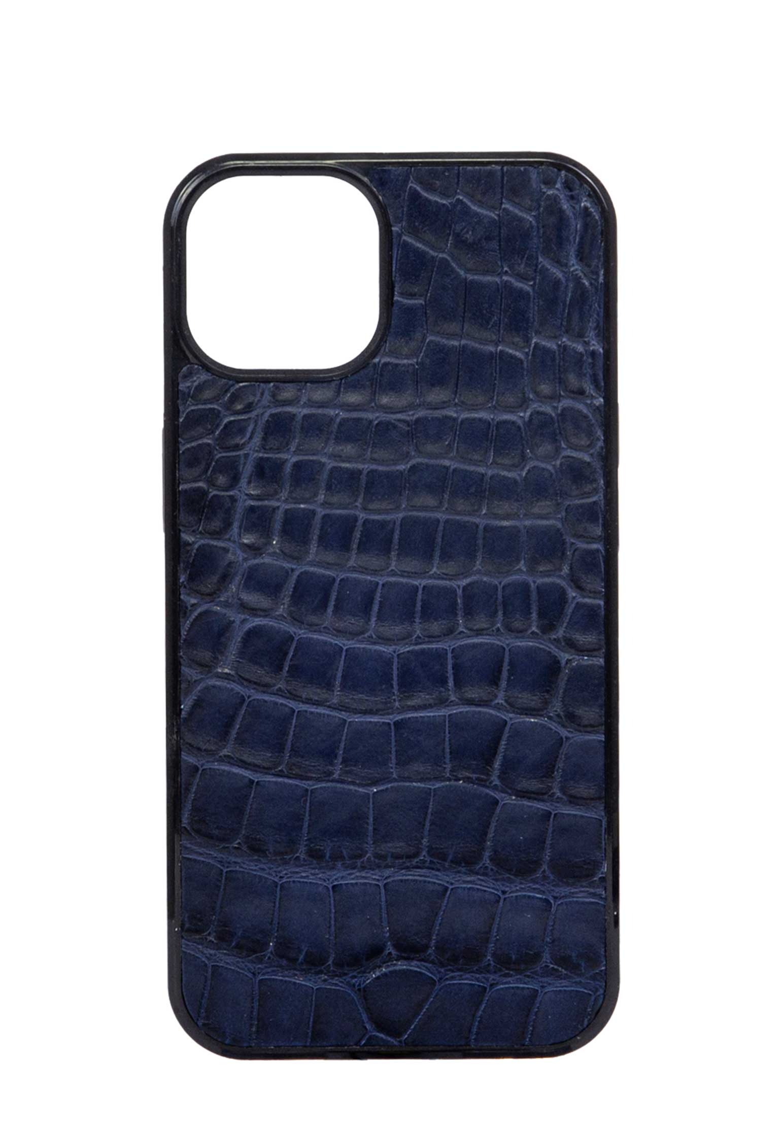 Чехол для iPhone 13 из кожи крокодила BARDINI Синий
