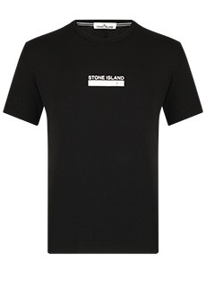 Черная футболка с принтом STONE ISLAND