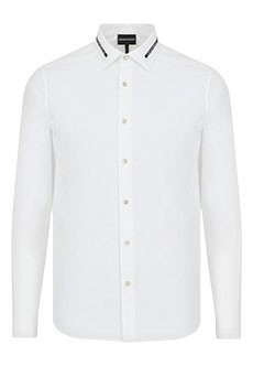 Белая рубашка с логотипом на воротнике EMPORIO ARMANI
