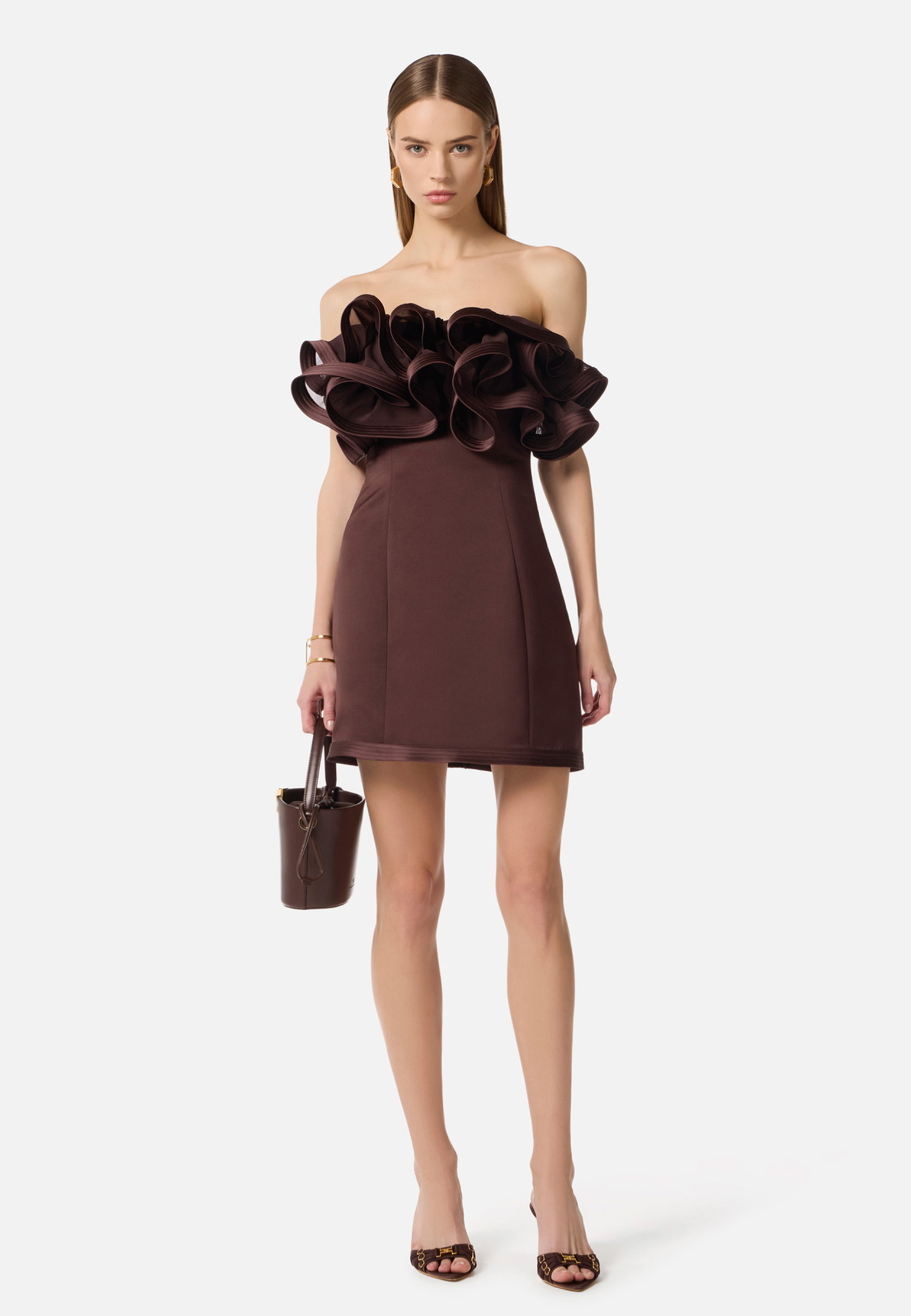 

Платье ELISABETTA FRANCHI, Коричневый, Коричневый