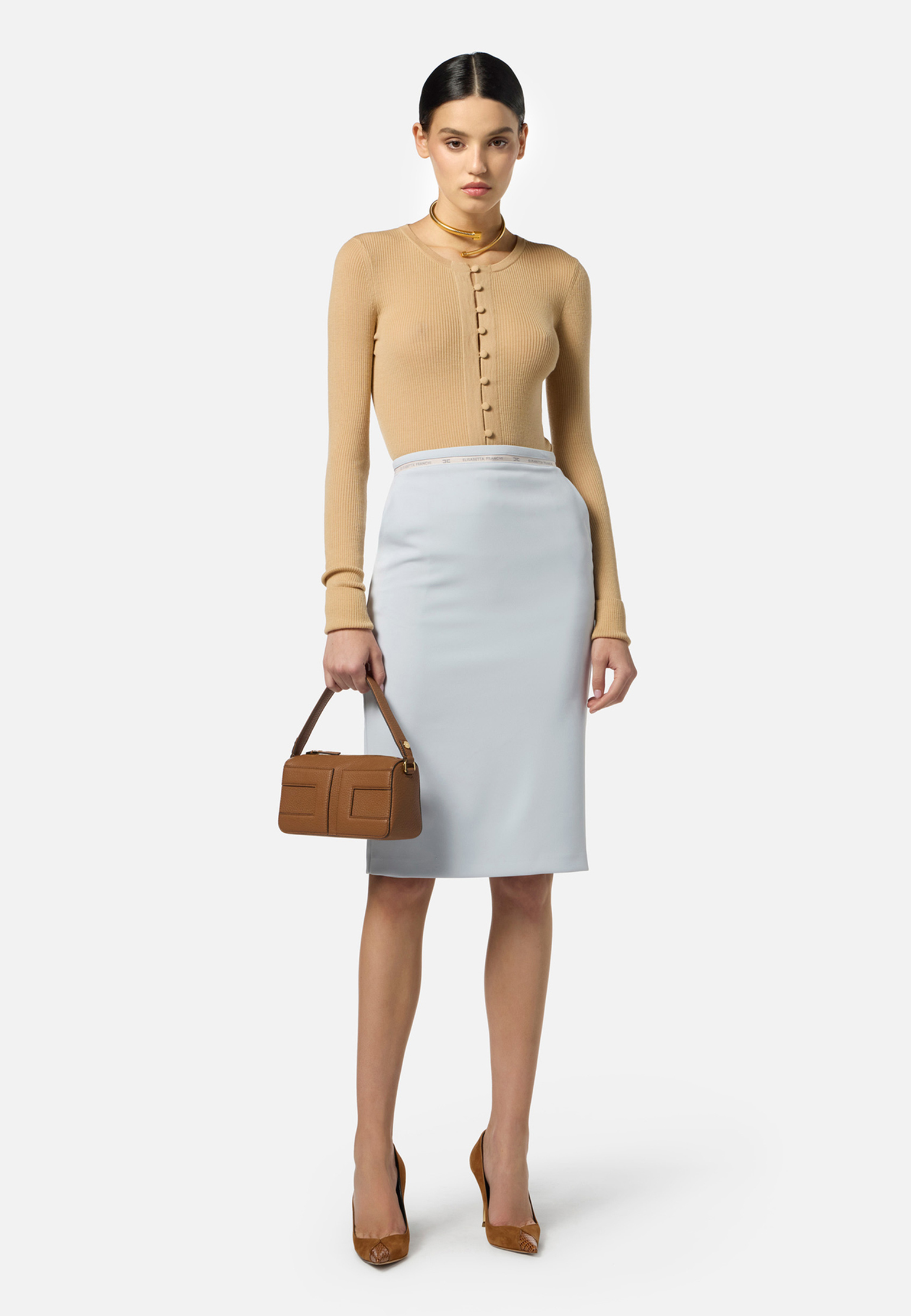 

Кардиган ELISABETTA FRANCHI, Бежевый, Бежевый