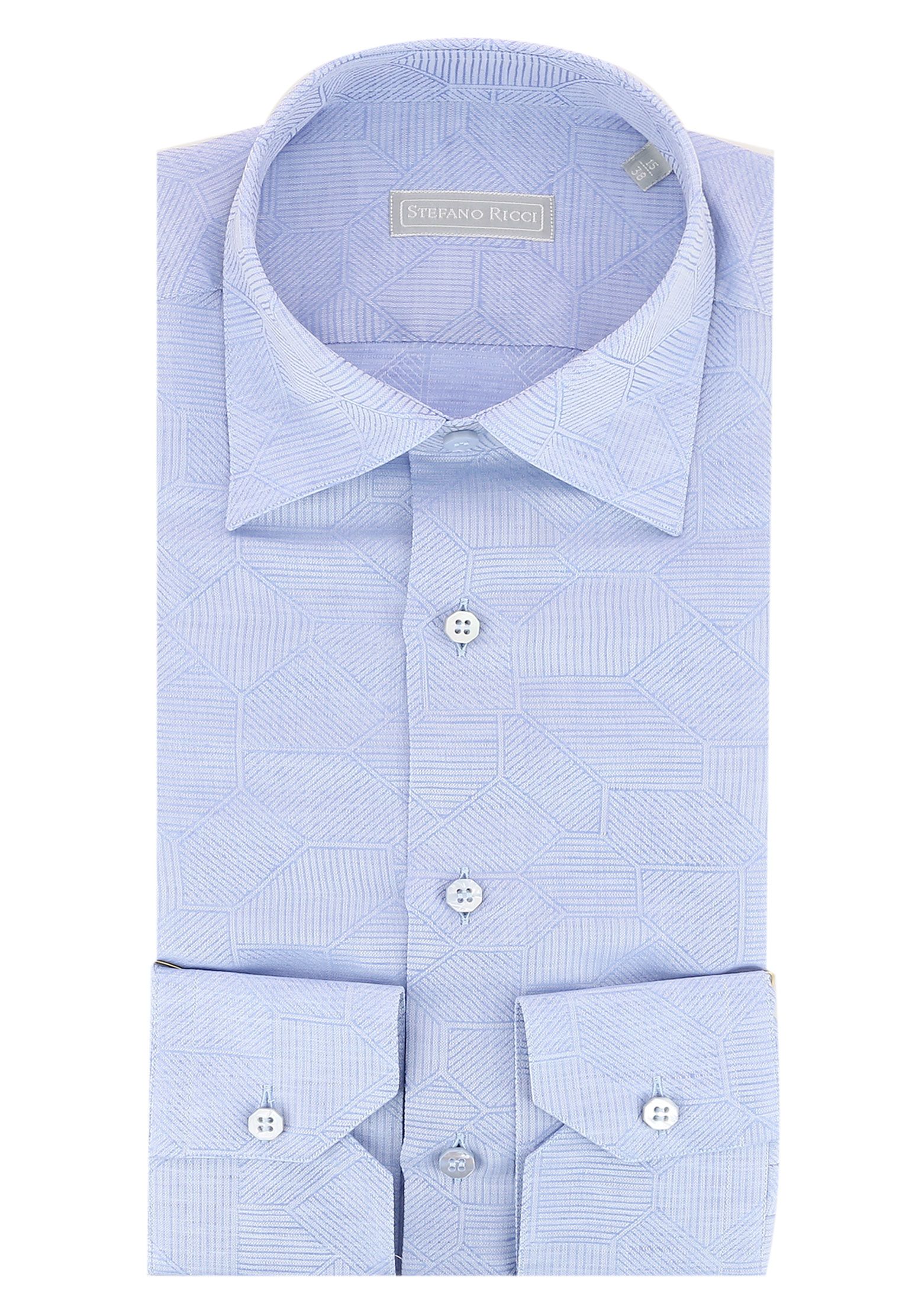 Рубашка из смеси хлопка и льна STEFANO RICCI Голубой, размер 40 97207 - фото 1