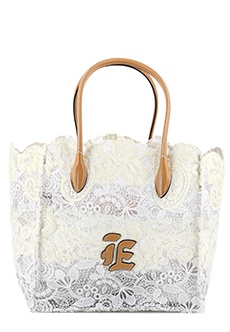 Кремовая сумка шоппер LoveLace из кружева пэчворк ERMANNO SCERVINO