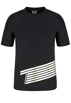 Черная футболка с контрастными вставками EA7