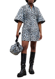Леопардовое платье-рубашка GANNI