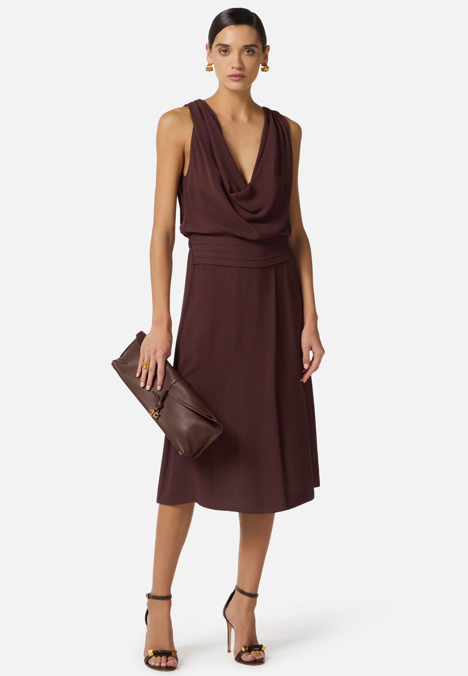 

Платье ELISABETTA FRANCHI, Коричневый, Коричневый