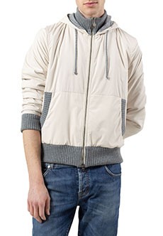 Куртка кремового оттенка с вязаными вставками FEDELI