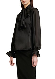 Черная блуза с бантом LUISA SPAGNOLI