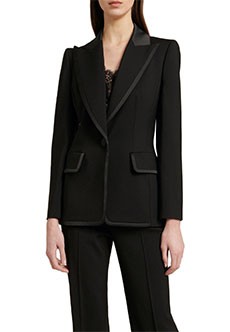 Черный пиджак с атласными кромками LUISA SPAGNOLI