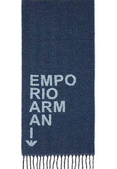 Синий шарф с логотипом EMPORIO ARMANI