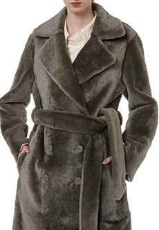 Меховое пальто с поясом DROME
