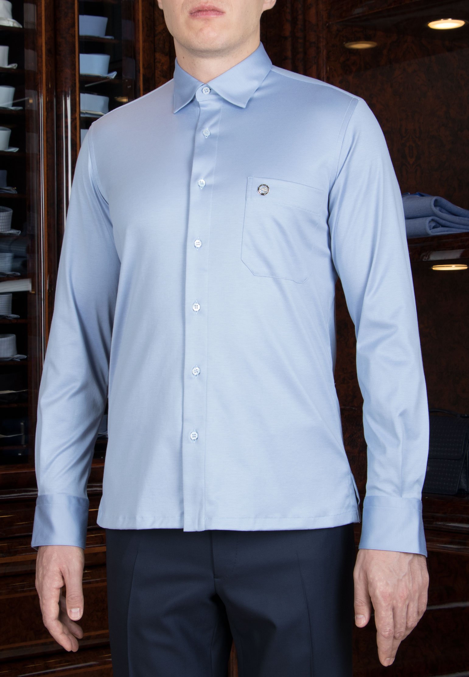 Хлопковая рубашка STEFANO RICCI Синий, размер 42 106687 - фото 1