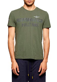 Темно-зеленая футболка с принтом AERONAUTICA MILITARE