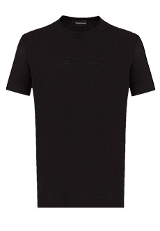 Чёрная футболка из хлопка EMPORIO ARMANI