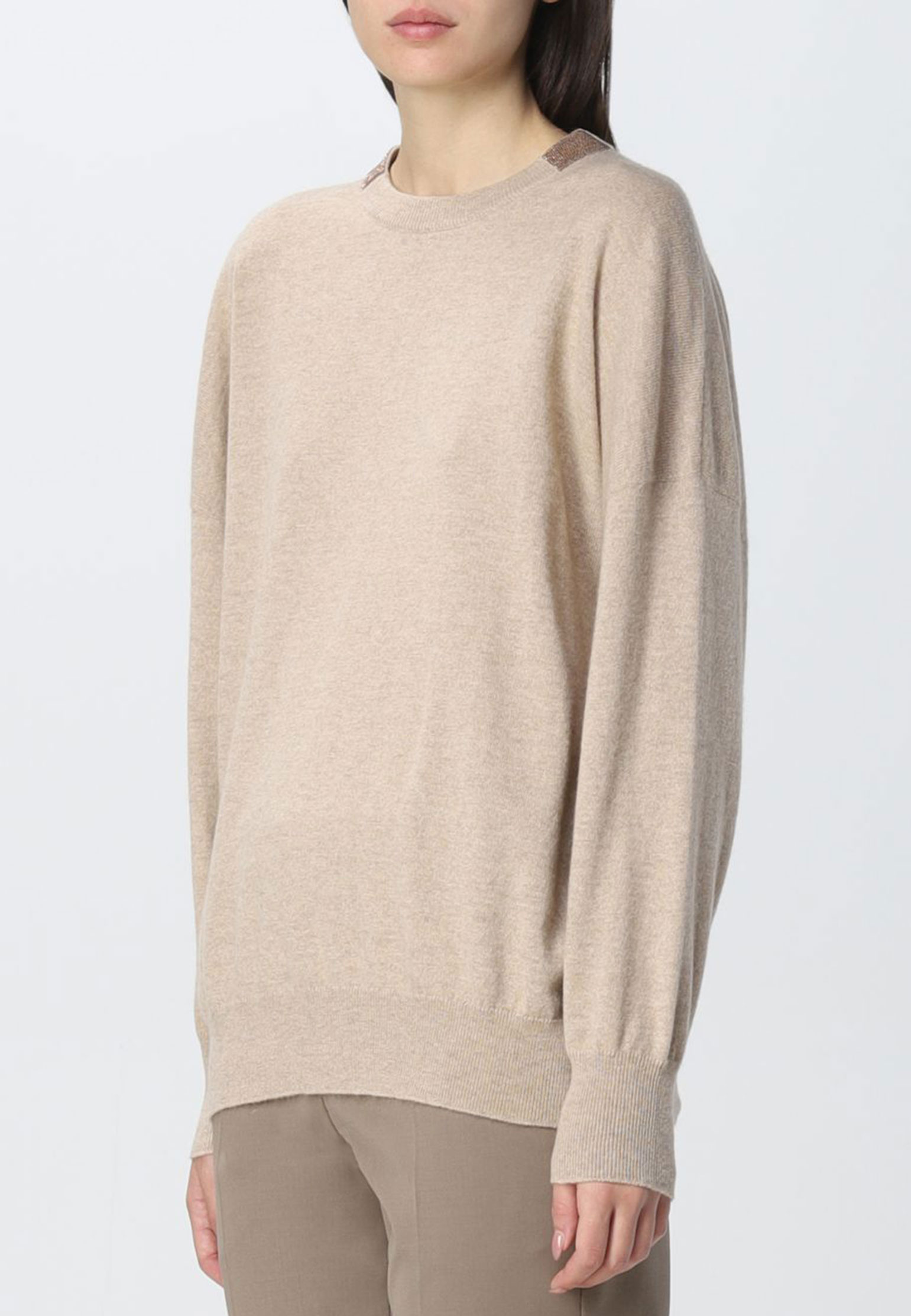 Пуловер BRUNELLO CUCINELLI Бежевый, размер S 174567 - фото 1