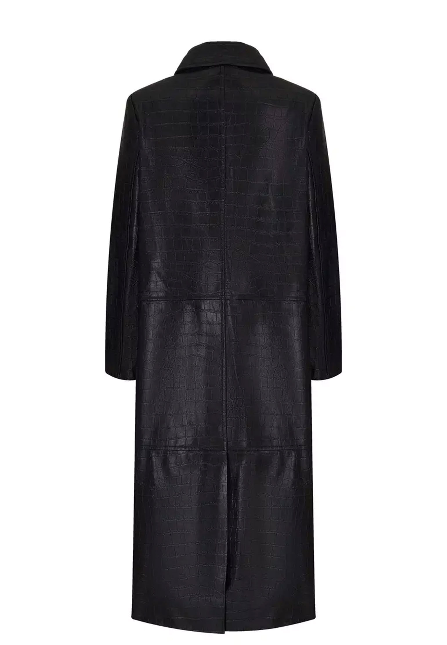 

Кожаное пальто Кроко THE REAL BASE, Черный, Черный