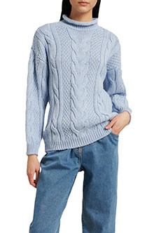 Голубой свитер фигурной вязки LUISA SPAGNOLI