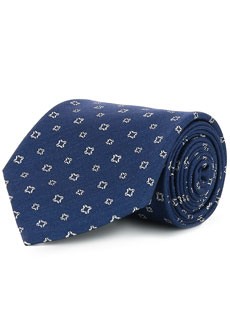 Синий галстук с цветочным паттерном BRIONI