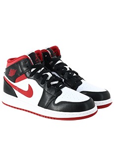 Кроссовки Nike Jordan 1 Mid White Gym Red (GS) NIKE