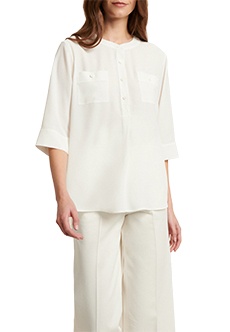 Блуза из смесового шелка с воротником-мандарин LUISA SPAGNOLI