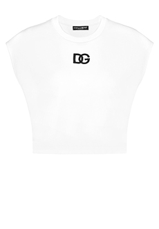 Укороченная футболка из джерси с вышитой монограммой DG DOLCE&GABBANA
