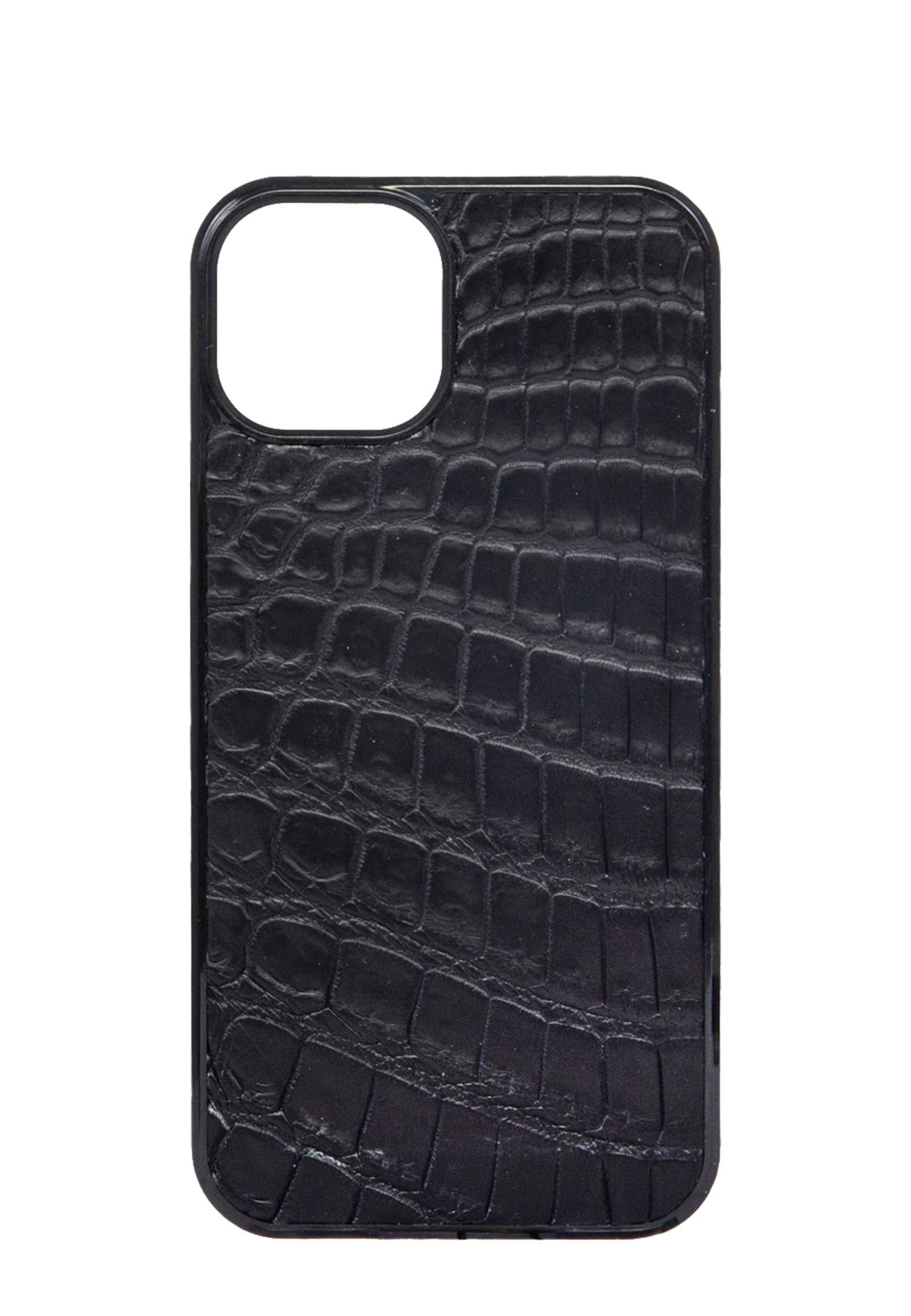Чехол для iPhone 13 из кожи крокодила BARDINI Черный