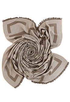 Кремовый платок из вискозы с логотипом LIU JO