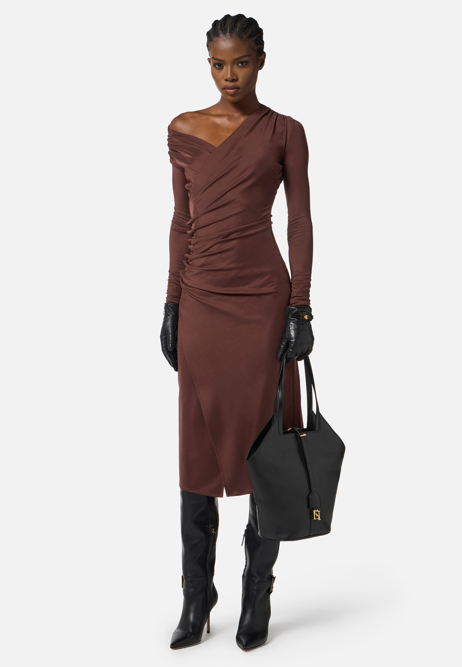 

Платье ELISABETTA FRANCHI, Коричневый, Коричневый