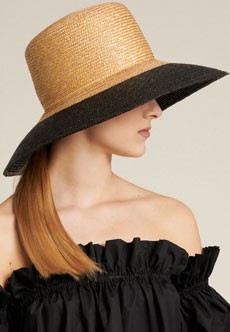 Бежевая шляпа с черными полями LUISA SPAGNOLI